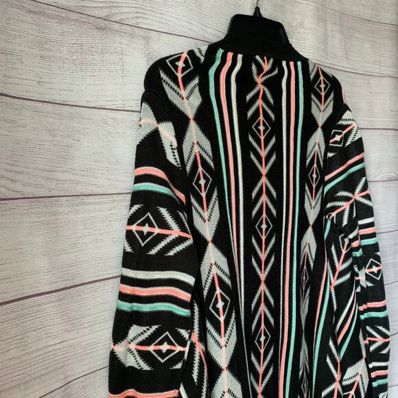 Eyeshadow Geometric Print Cardigan Sweater Open Front Asymmetrical Bottom Size S - Picture 13 of 15